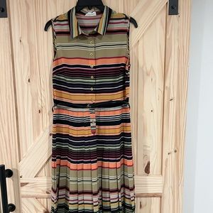 Striped Belted Calvin Klein Dress